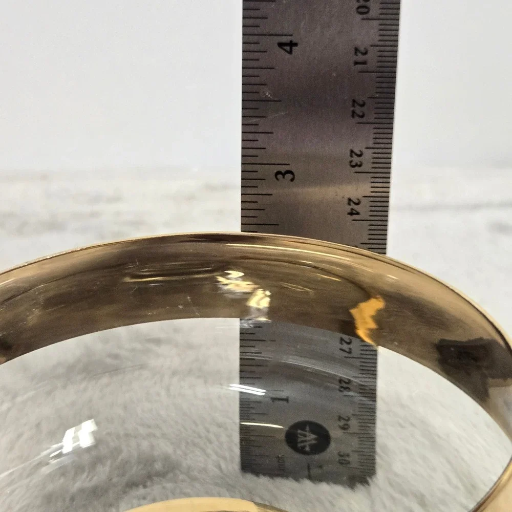 Vintage Mid Century Gold Rim Footed Dessert Bowl Coupe Glass Hollywood Regency